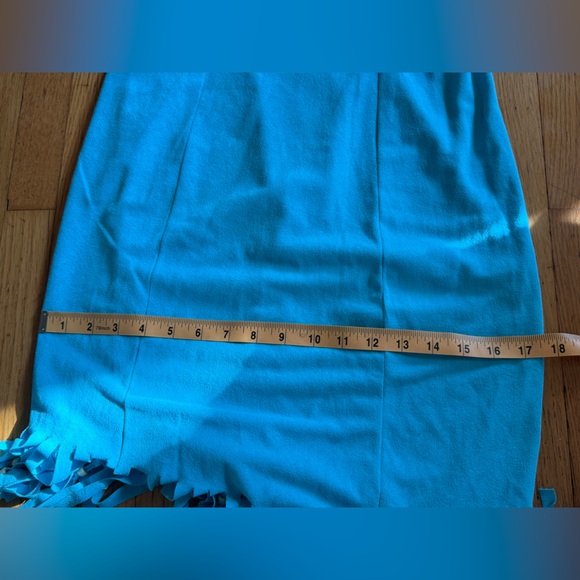 80s Vintage Fredricks of Hollywood Blue Ultra-Suede Fringe Dress - Picture 10 of 10